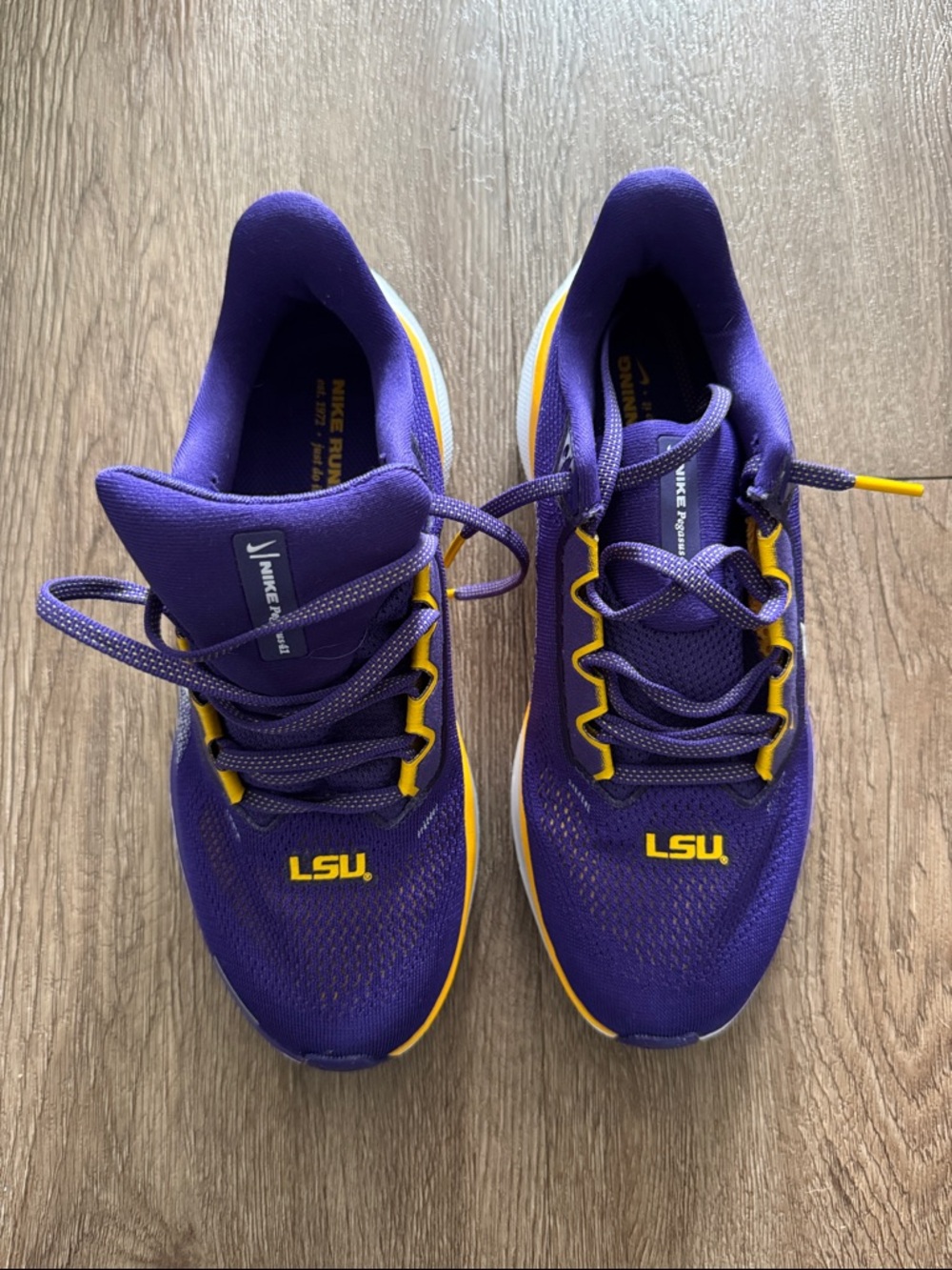 LSU Nike Purple and Yellow Athletic Running Sneakers